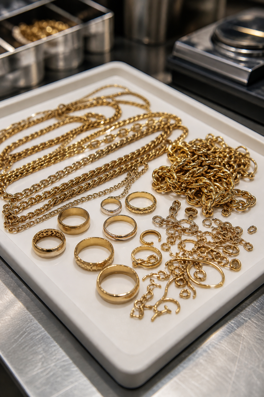 Lote de oro de joyería preparado para una operación profesional